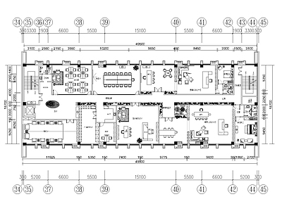 现代整体办公空间 总裁会议接待 施工图