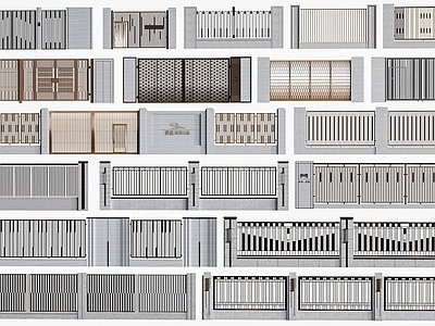 现代围墙 铁艺围墙 小区围墙 庭院围墙 别墅围墙