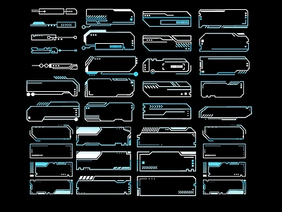 现代新中式挂件 现代科技元素 电路元素 科技边框