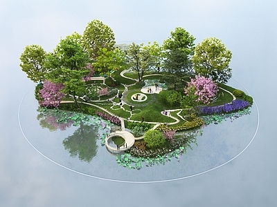 现代景观公园 现代园林景观 公园景观 植物堆