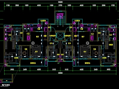 现代住宅楼建筑 洋房平面图 平面图 户型 140户型图 施工图