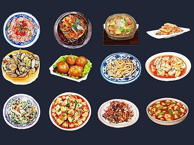 现代挂件 食物插画 炒菜