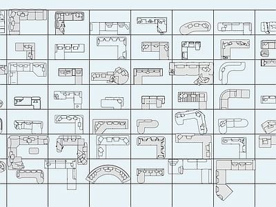 现代沙发 L型 施工图