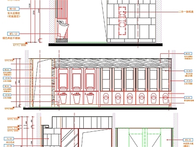 现代公共卫生间 商场 立面 工装 施工图