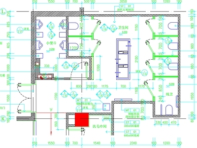 现代公共卫生间 工装 商场 立面 施工图