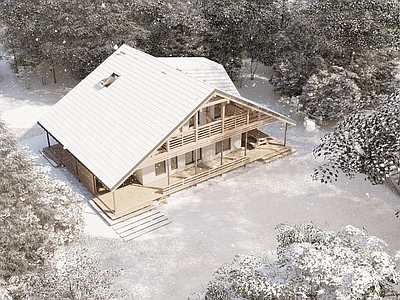 现代美式别墅 独栋别墅 美式木制别墅 林中小屋 二层别墅 森林小屋