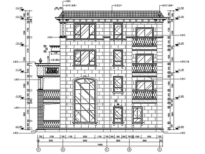 现代别墅建筑 农村别墅外立面 施工图