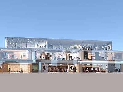 现代其他商业空间 商场室内店铺场景