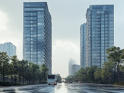 现代街道外景 城市街道外景 人行道 商业街外景