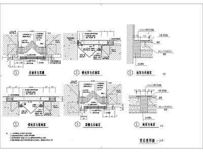 现代新中式建筑工程节点 室内变形缝大样图 屋檐节点 楼板节点 施工图 建筑工程节点