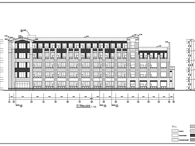 现代新中式学校建筑 高中教学楼建施图 施工图