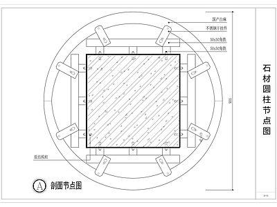 钢结构 石材圆柱节点图 隔墙 施工图