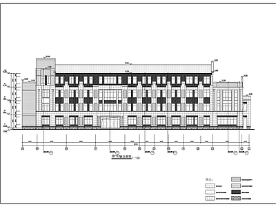 现代新中式学校建筑 高校行政楼建施 施工图