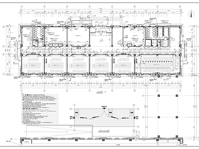 现代学校建筑 长条形教学楼 施工图