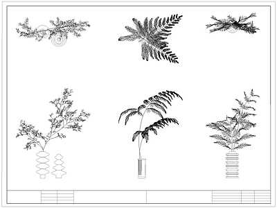 现代花 瓶 卉 水生植物 盆栽 施工图