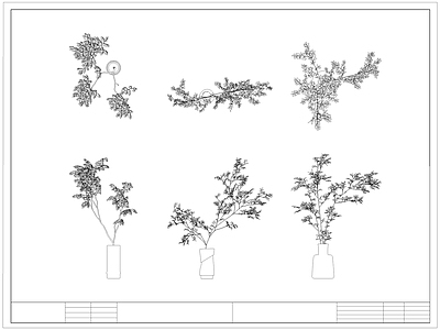 现代花 瓶 卉 水生植物 盆栽 施工图