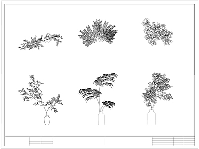 现代花 瓶 卉 水生植物 盆栽 施工图