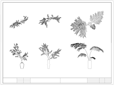 现代花 瓶 卉 水生植物 盆栽 施工图