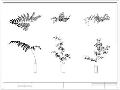 现代花 瓶 卉 水生植物 盆栽 施工图