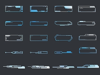 现代挂件 科技元素 对话框 数字科技 电路板元素 科技边框