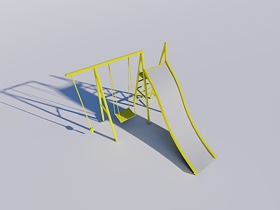 现代儿童游乐区 极简滑滑梯 秋千 儿童娱乐设施