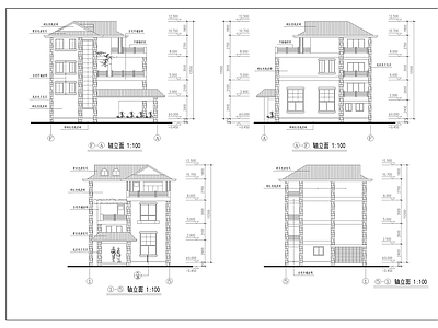 欧式别墅建筑 独栋别墅 施工图