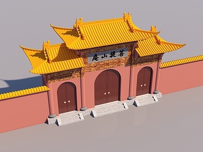 中式新中式古建 中式古建寺庙山 寺庙山殿 中式围墙 中式屋顶牌匾