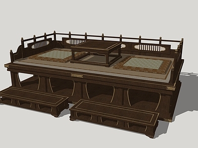 中式其他床具 中式 古代 床榻 脚榻 小桌组合