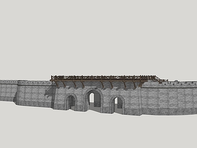 中式古建筑 中式美陈 城门 古城墙 城门楼 古代城门