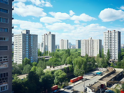 现代街道外景 商业街外景
