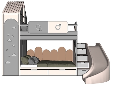 现代儿童床 滑梯儿童床