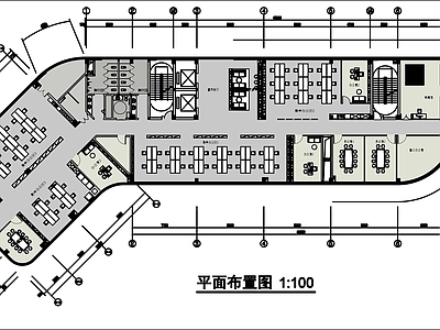 现代整体办公空间 900平米办公室 办公空间平面图 综合办公室平面图 施工图