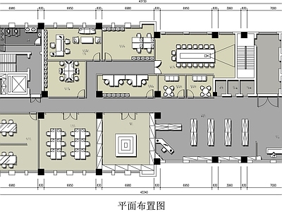 现代整体办公空间 800平办公空间 综合平面布局图 办公室平面布局图 施工图