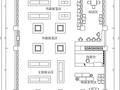 现代书店 300㎡书店设计 书店设计平面图 书吧设计平面图 施工图