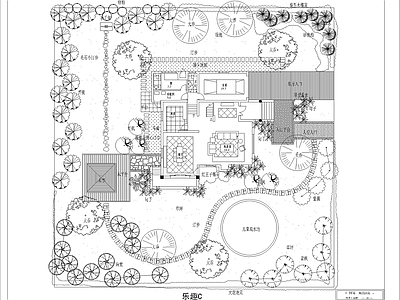 现代庭院 园 农村 水景 私家 施工图