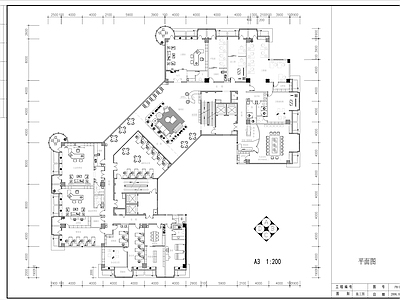 现代整体办公空间 地产办公空间室内 施工图