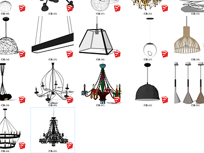 现代灯具组合 现代 精品