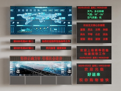 现代监控室 电子屏 监控屏