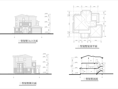 意式别墅建筑 自建房 独栋别墅 三层别墅 施工图