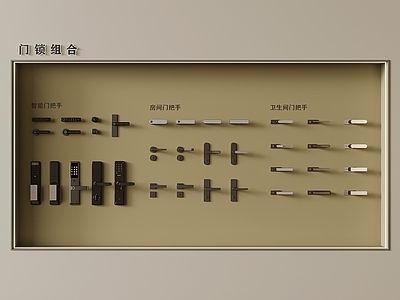 现代门把手 现代智能锁 室内锁 把手
