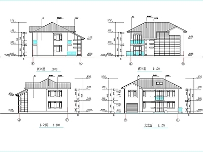 现代别墅建筑 两层现代别墅 自建房 独栋别墅 施工图