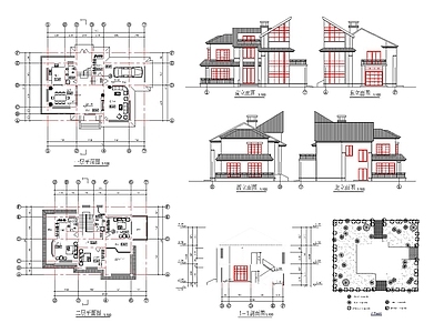 新中式别墅建筑 新中式别墅 自建房 独栋别墅 施工图