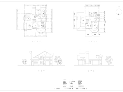 现代别墅建筑 现代两层别墅 自建房 独栋别墅 施工图