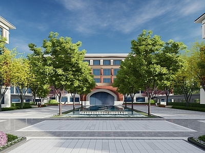 现代新中式学校建筑 新中式校园广场模 书卷造型校园大 新中式校园 校园书本小品座椅 校园新中式水景