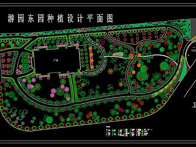 现代公园景观 游园种植设计平面 曲线 施工图