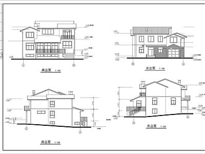 现代别墅建筑 三层现代别墅 自建房 独栋别墅 施工图