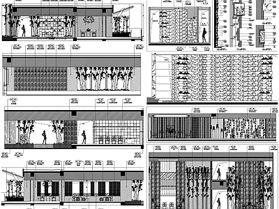 中式工装图库 中式 中式墙 中式立面 中式背景 立面图 施工图 工装图库