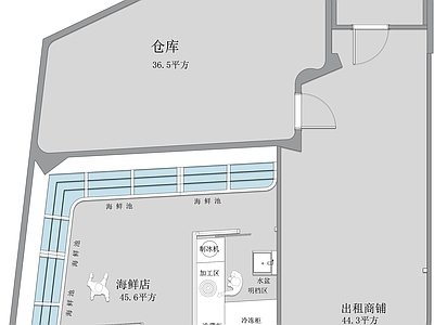 现代农贸市场 海鲜档生鲜水产 施工图