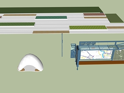 现代轻奢其他小品 城市 踏步 公交站台 座凳 花池