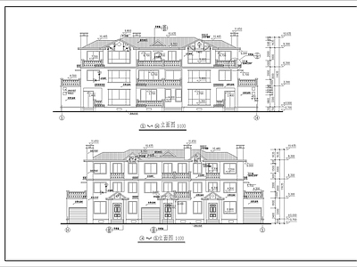 简欧别墅建筑 三层简欧别墅 自建房 独栋别墅 施工图